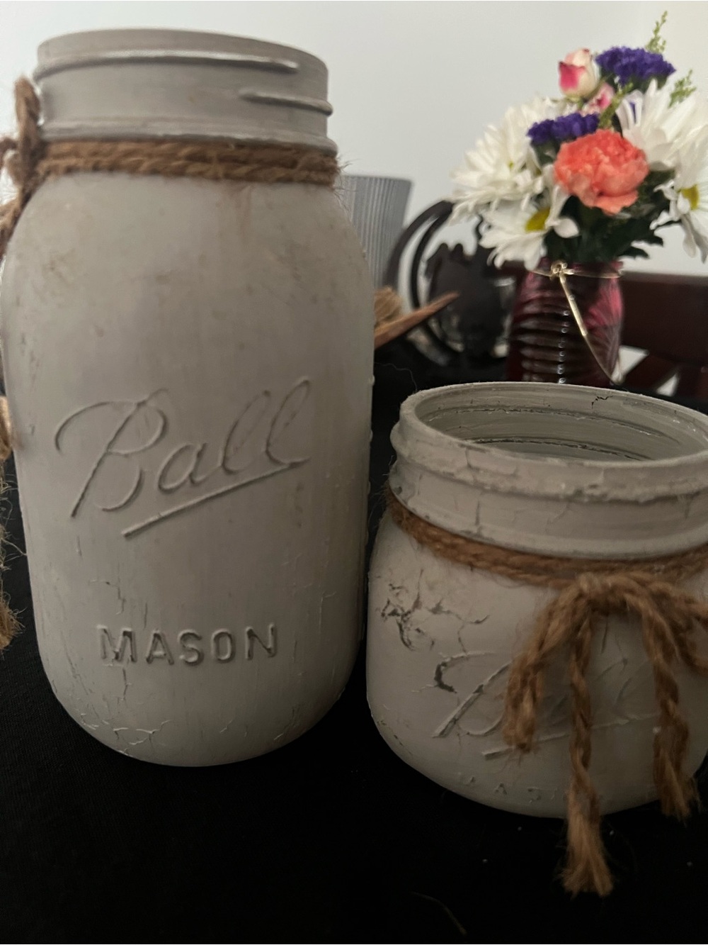 Mason Rustic Gray Painted Mason Jar Vase Set